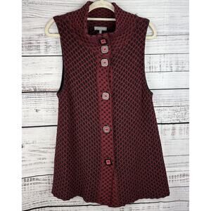 Habitat Womens Size Small Red/black‎ Knit Sweater Vest Blouse Shirt Top Tunic